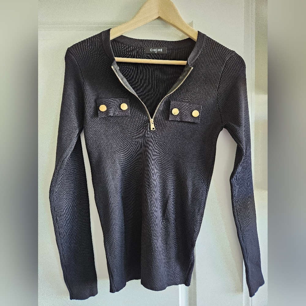 Black Ribbed Long Sleeve Top - Picture 5 of 9